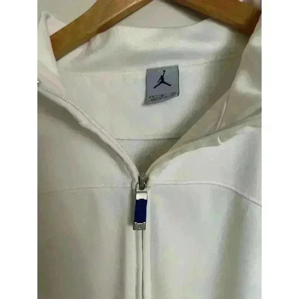 Nike Air Jordan Jumpman Jacket Full Zipper Men’s XL White With Blue Trim Track - Picture 3 of 15